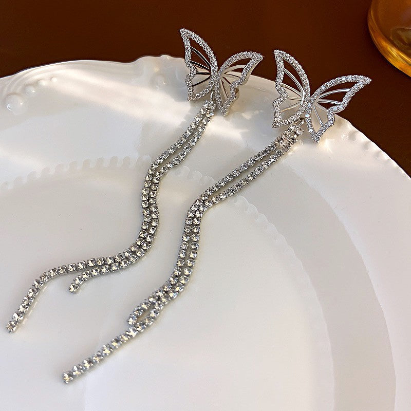 Fashion Zirconia Micro Inlaid Zircon Long Earrings
