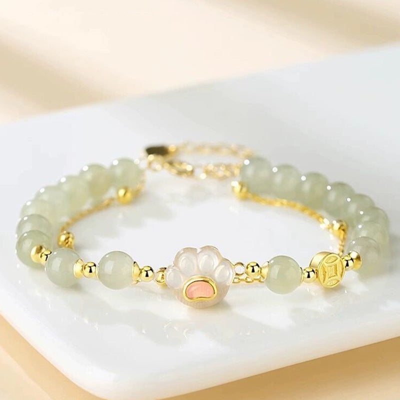 Jade Light Luxury Cat's Paw Elastic Size Bracelets