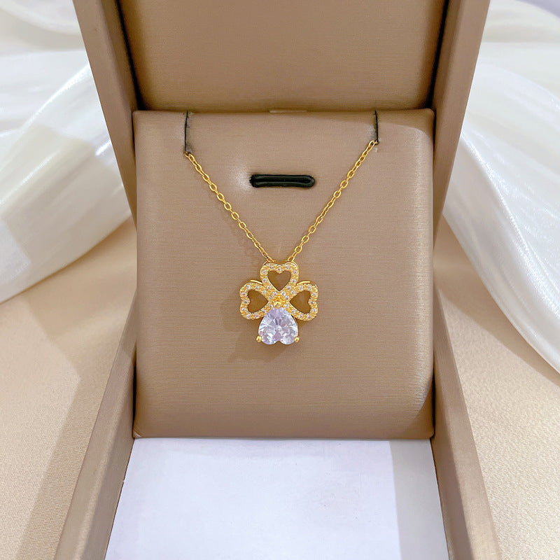 Steel Light Luxury Full Diamond Design Temperament Necklaces