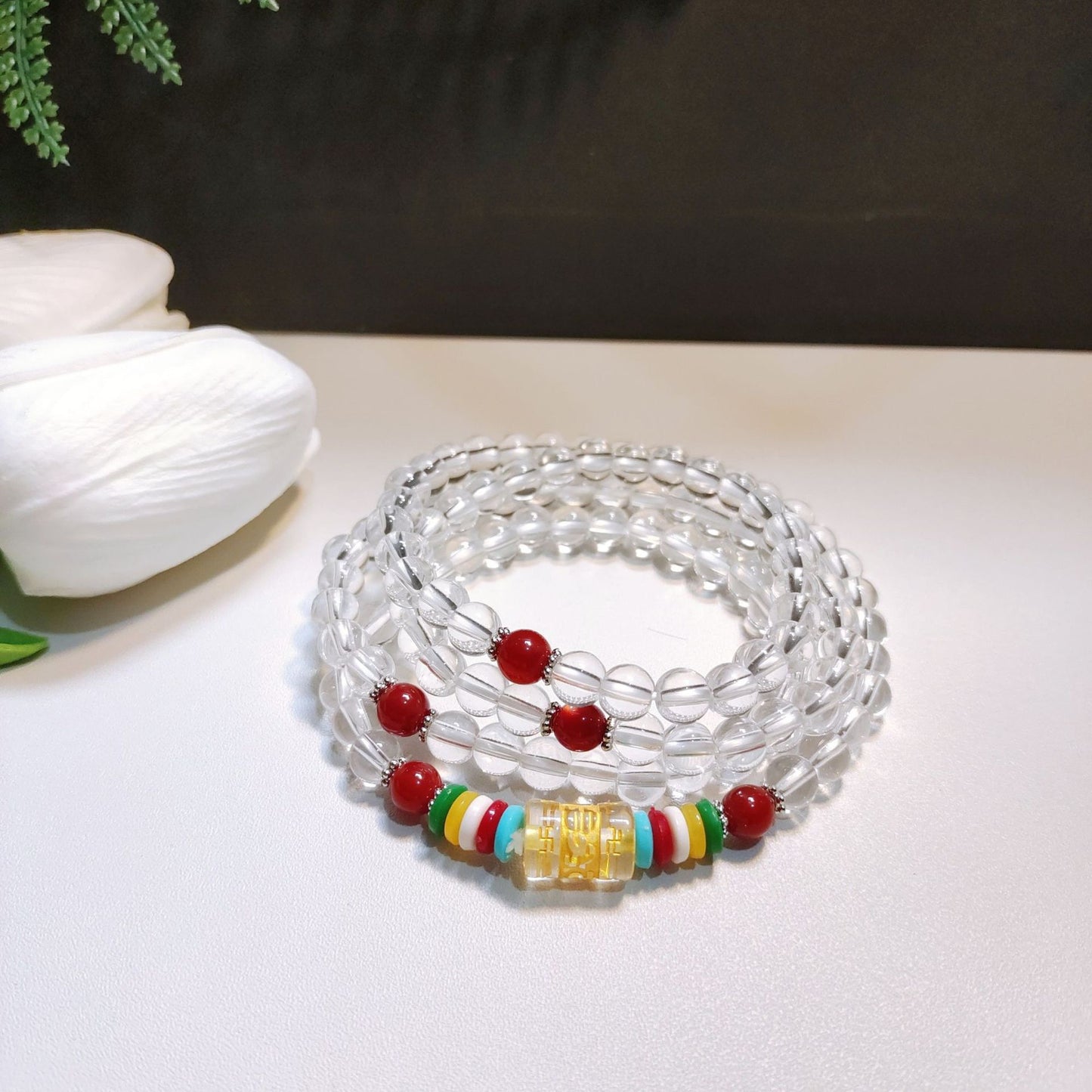 Beads Safe Imitation Garnet Agate White Bracelets