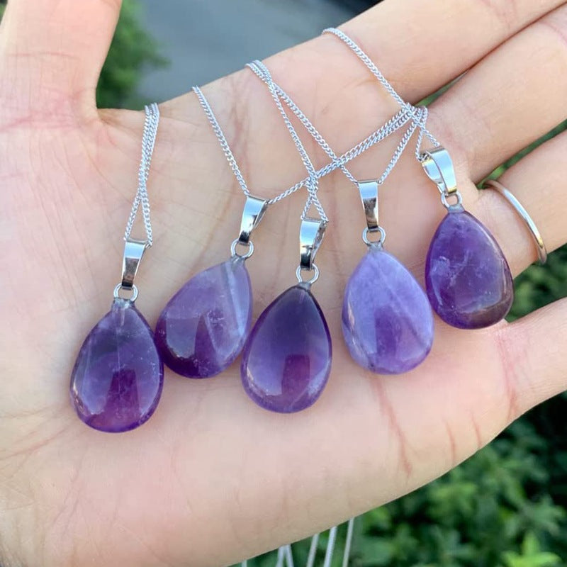 Ornament Natural Stone Amethyst Water Drop Pendants