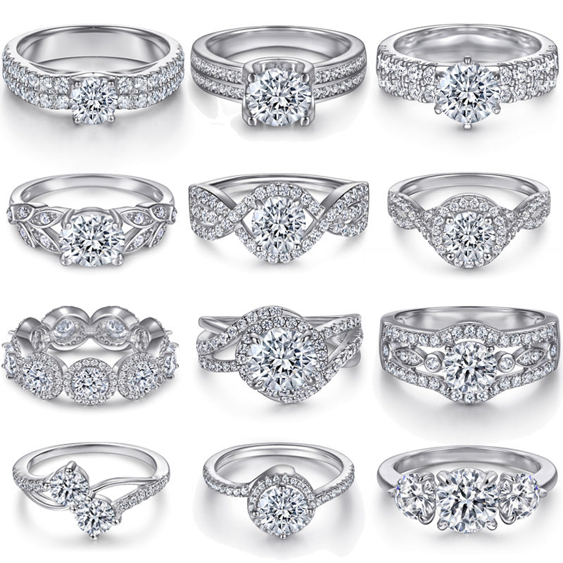 Women's Fashion Sier Sterling Zircon Single Row Rings