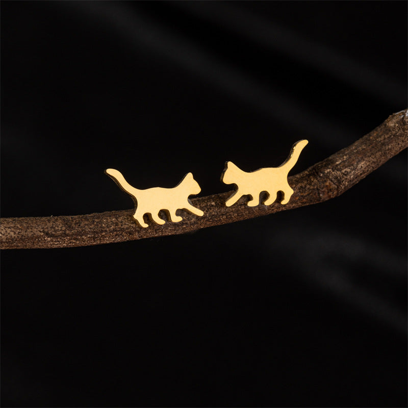 Stainless Steel Cute Simple Cartoon Animal Earrings