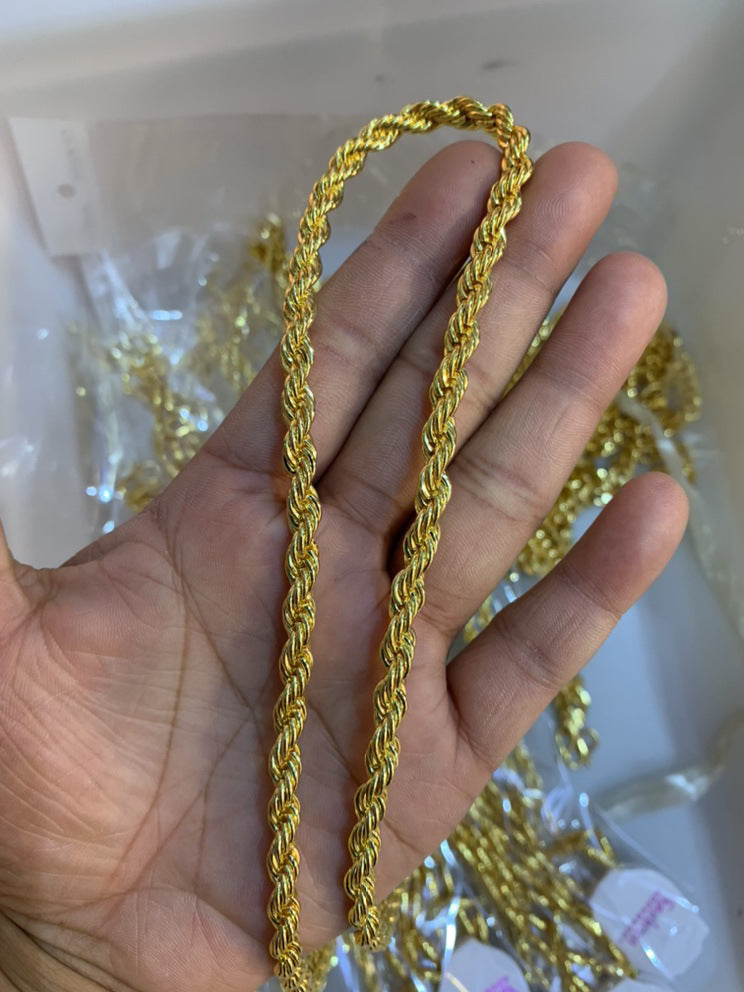 Men's Gold Hexagonal Sweater Chain Brass Vacuum Necklaces