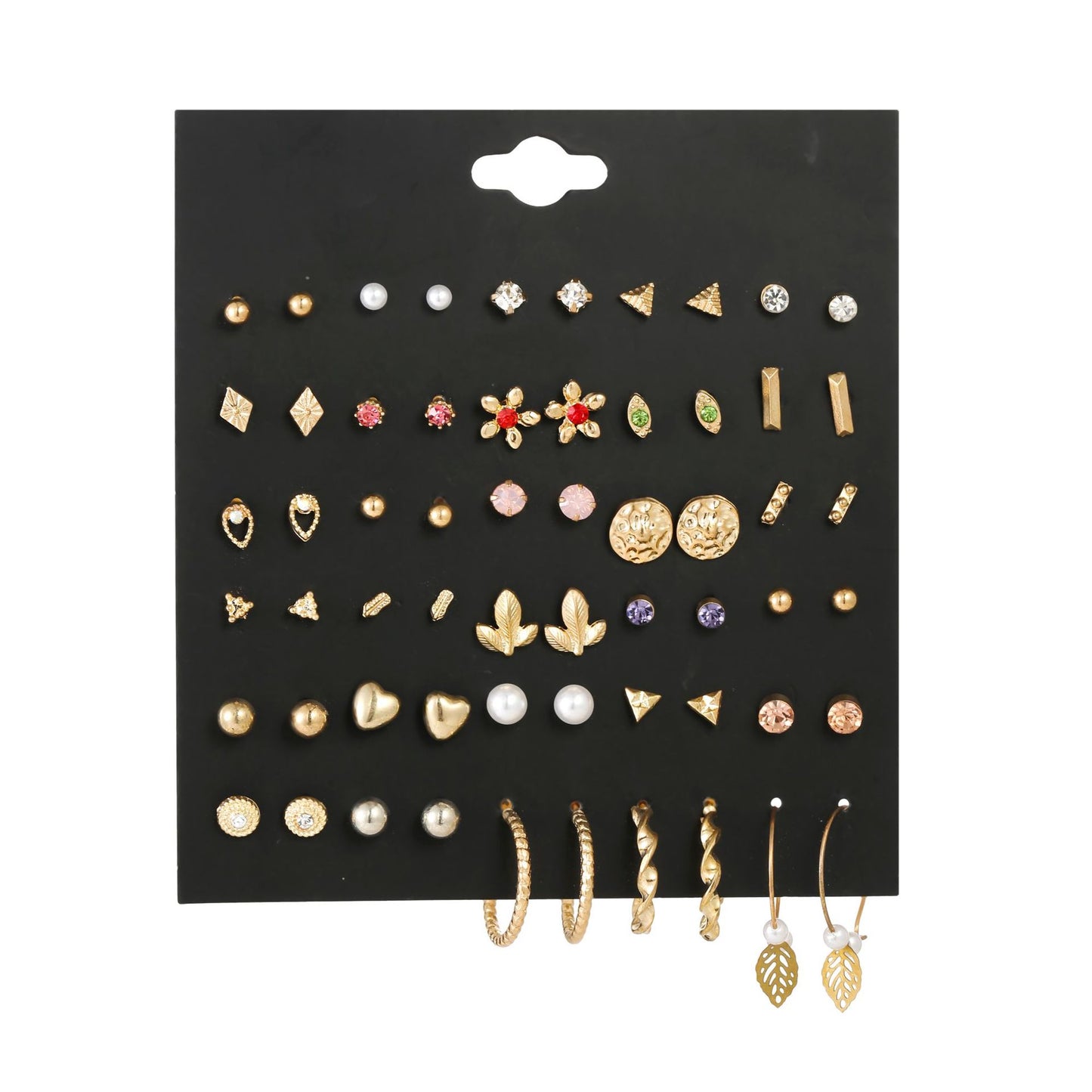 Women's Heart Flowers Pairs Earings Set Popular Rings