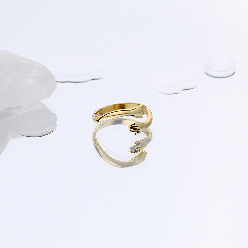 Sterling Sier Hand Hug Design Sense Rings