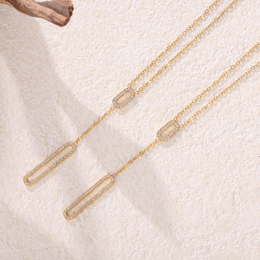Inlaid Zirconium Clavicle Titanium Steel Material Necklaces