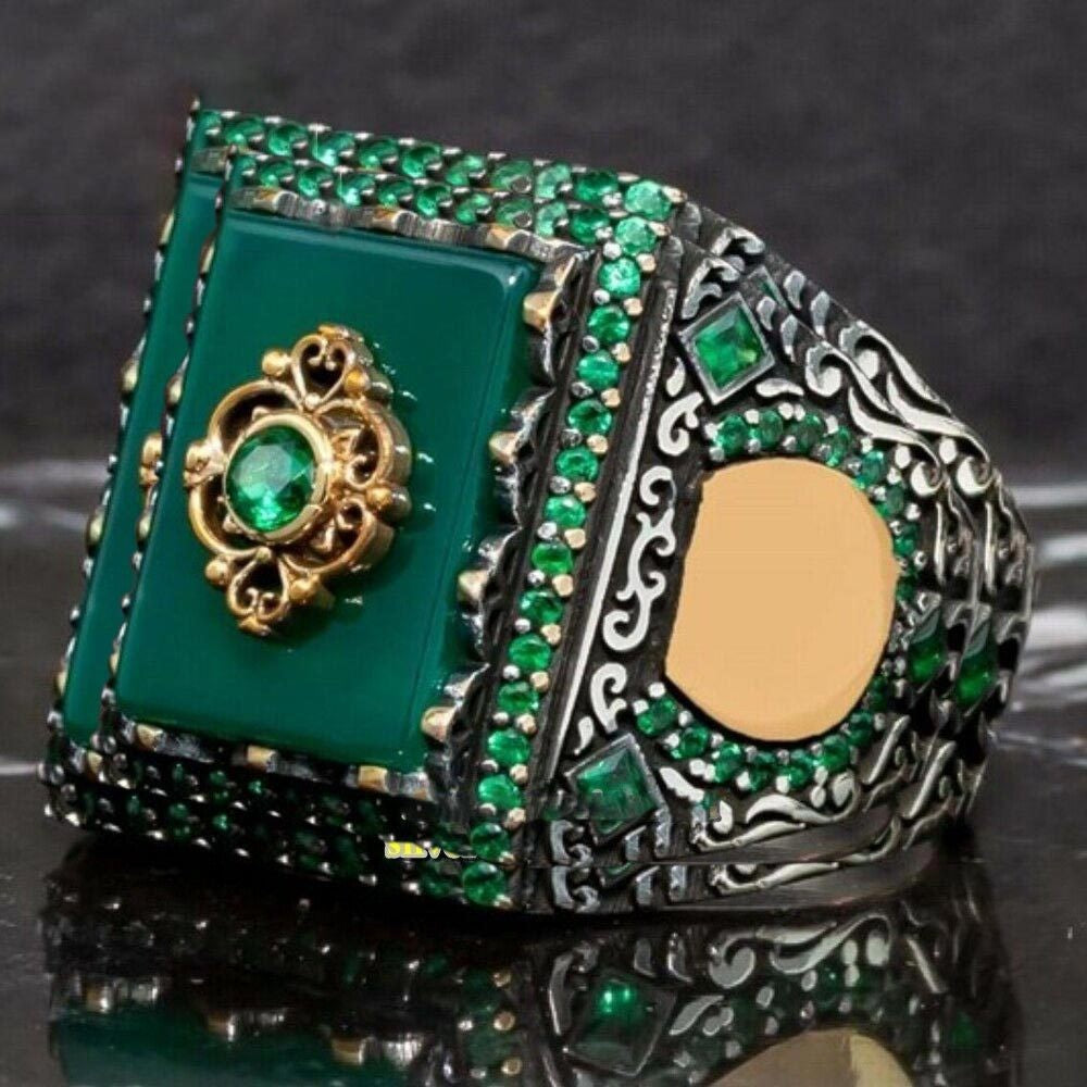 Men's Ornament Geometric Ellipse Black Acrylic Personality Retro Rings