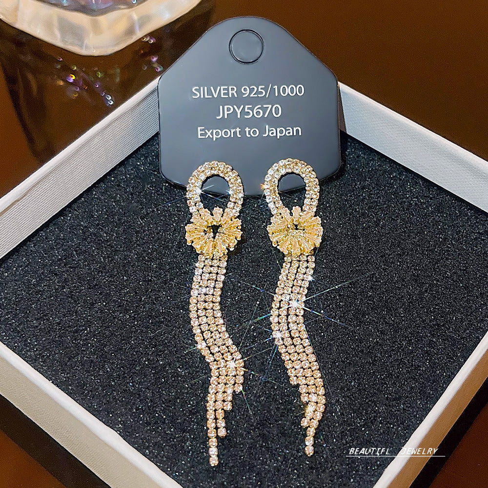 Women's Zircon Tassel High-grade Light Luxury Delicate Earrings