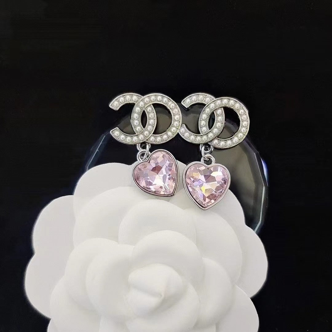 Women's & Men's Quality Collection Trending Rhinestone Letters Sier Earrings