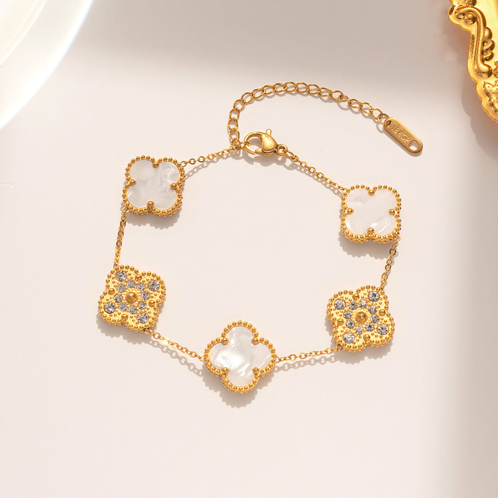 Women's Steel Clover Double-sided Gold Korean Classic Necklaces