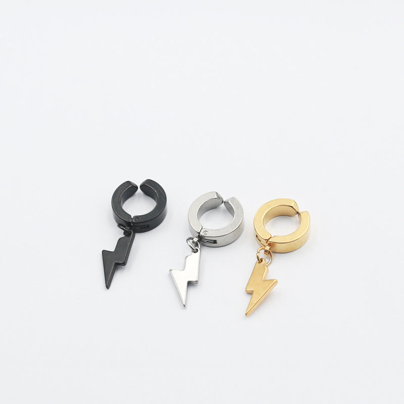 Stainless Steel Titanium Ear Clip Lightning Earrings