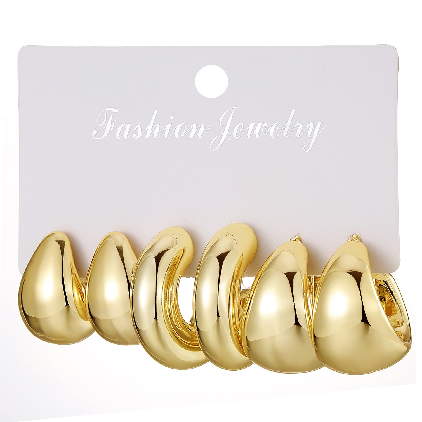 Type Irregular Card Set White Gold Color Earrings