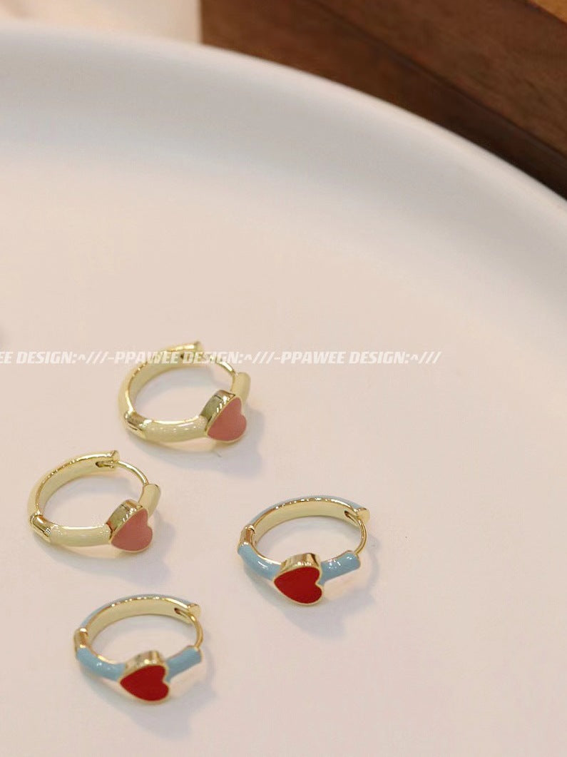 Heart White Red High-grade Design Small Exquisite Earrings