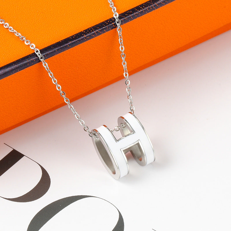 Temperamental Rose Gold Enamel Clavicle Chain Female Necklaces