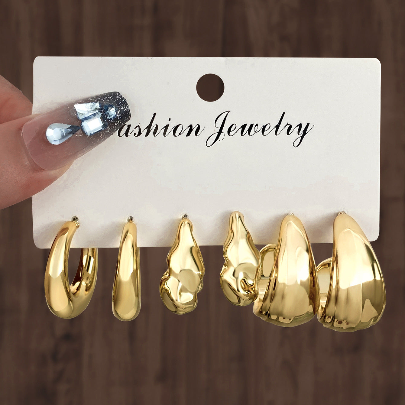 Golden Personality Water Drop Creative Complex Earrings