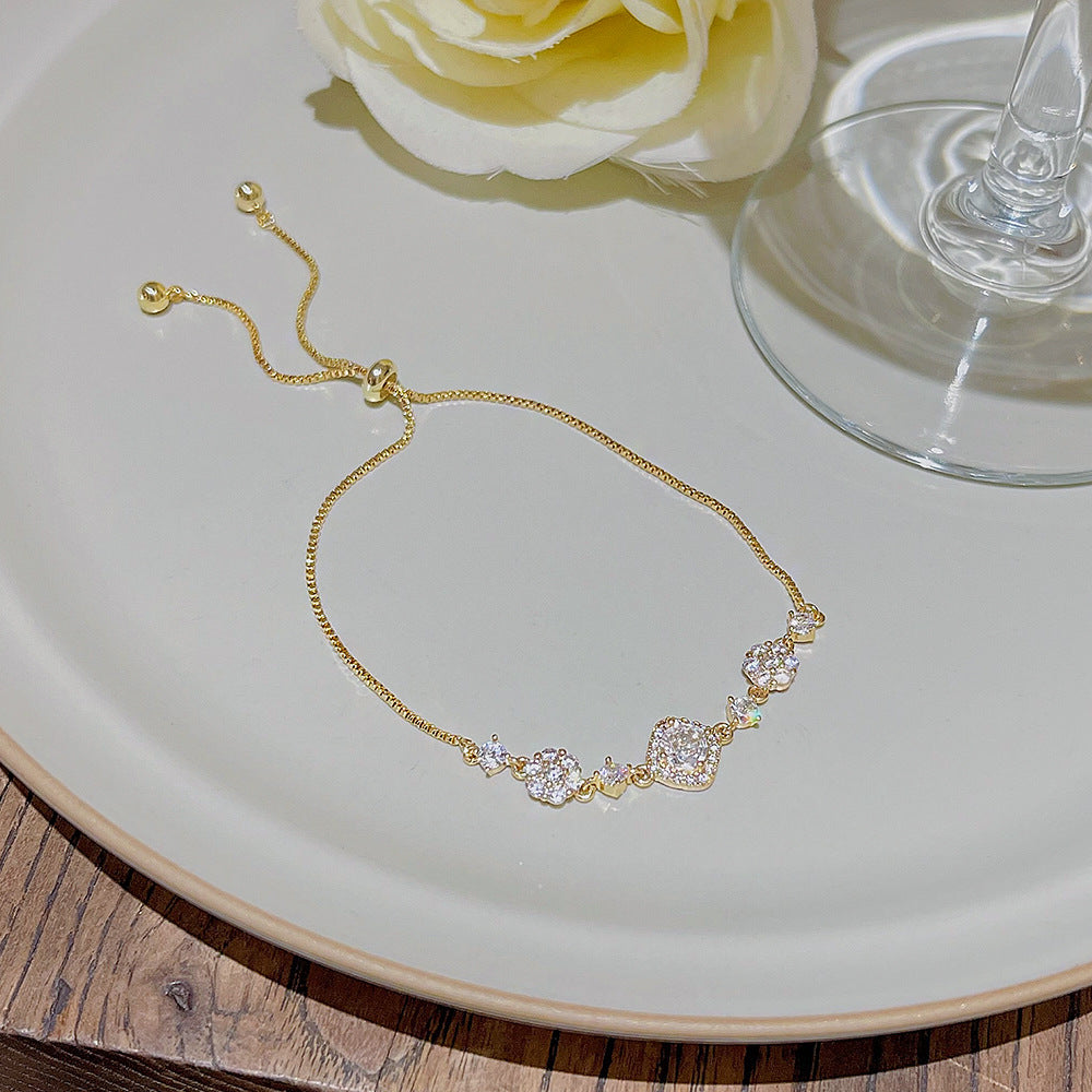 Style Elegant Copper Inlaid Zircon Female Summer Niche Design Bracelets