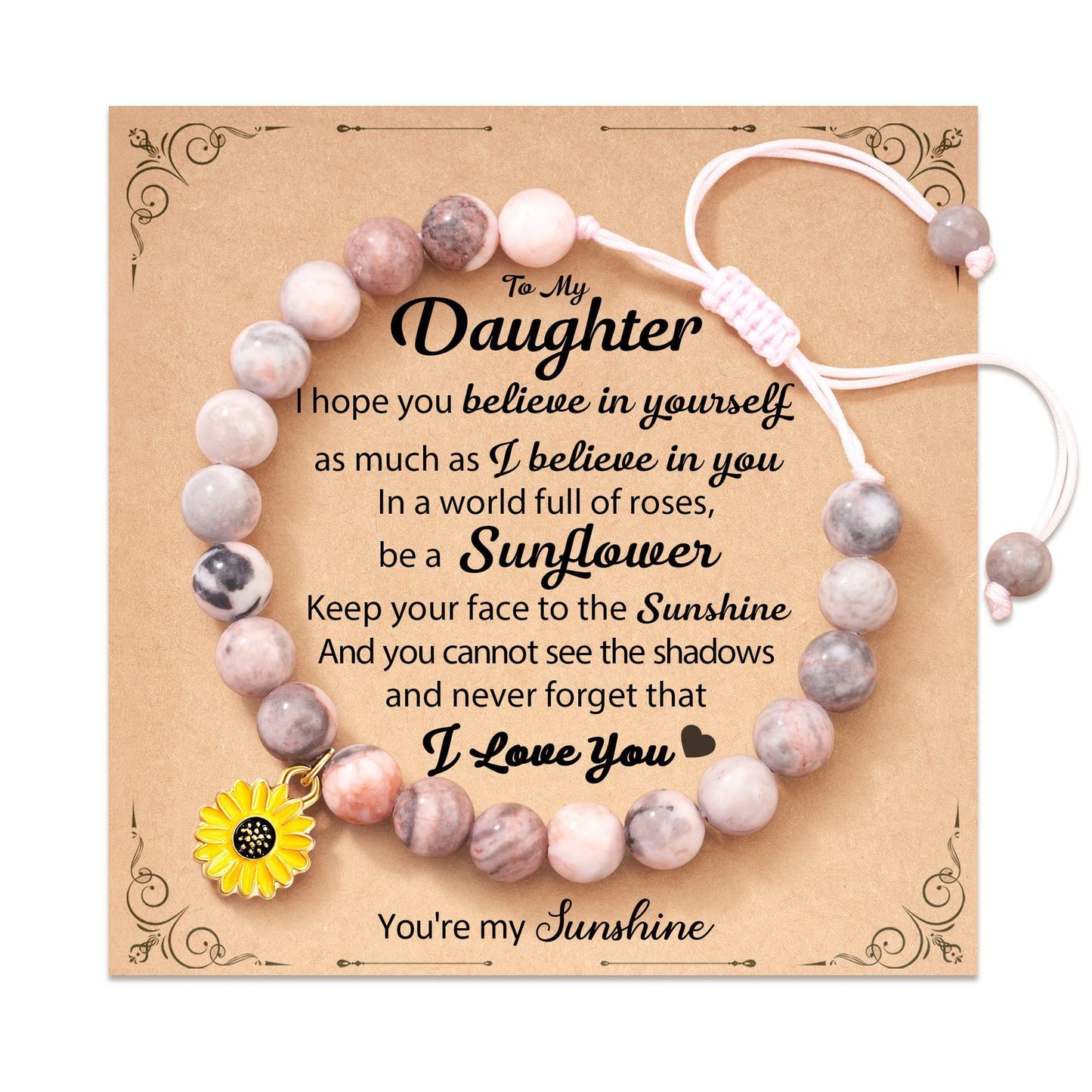 Women's Sunflower Festival Gift Adjustable Turquoise Pink Zebra Braided Bracelets