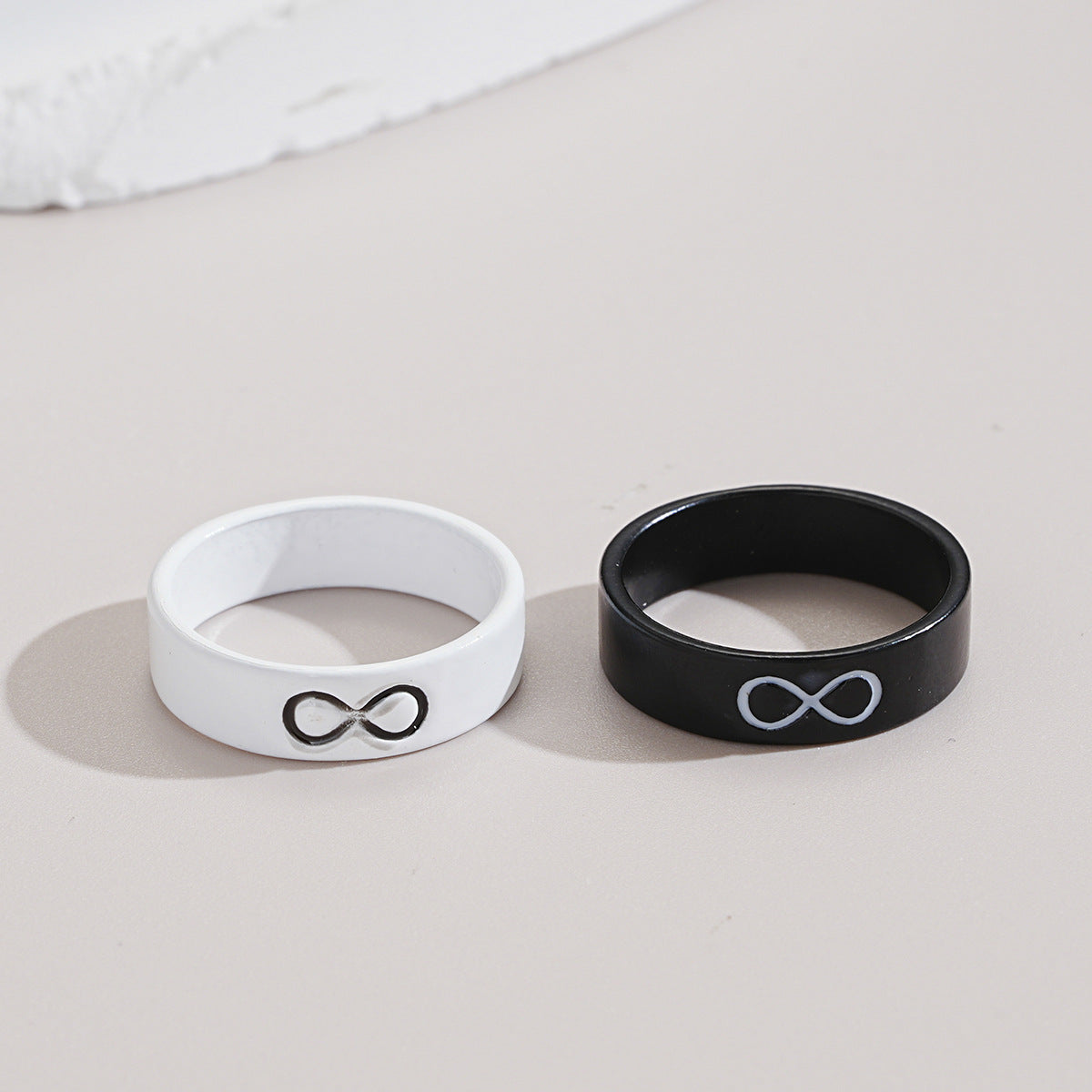 Women's & Men's Couple Combination Black White Lucky Words Rings