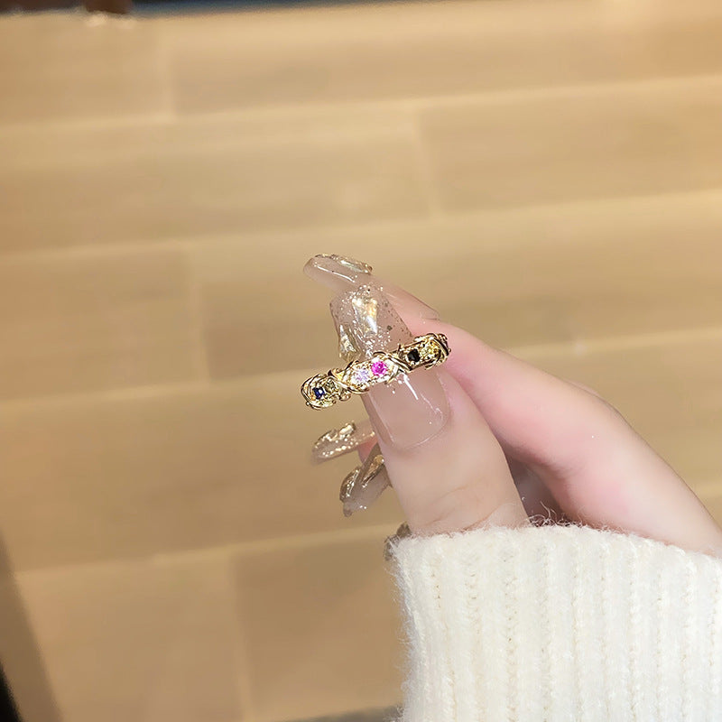 Women's Retro Affordable Luxury Cross Kaleidoscope Colorful Rings