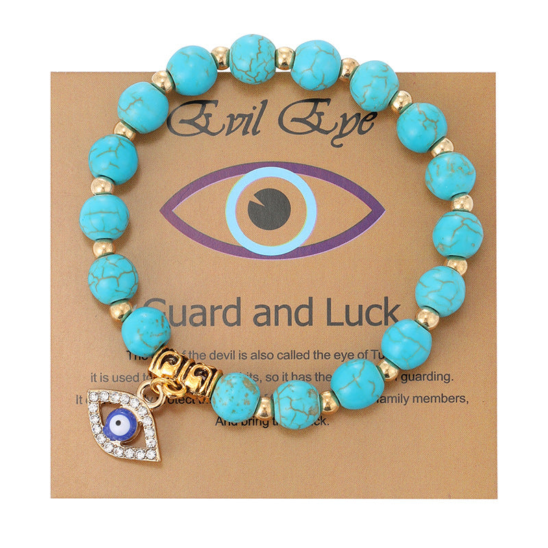 Women's Pink Zebra Stone Devil's Eye Basketball Bracelets
