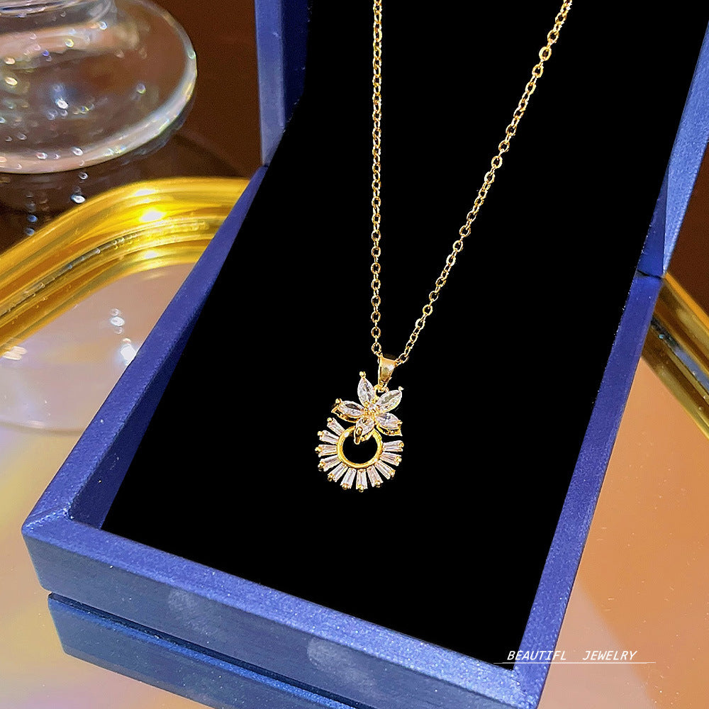 Women's Bow Zircon Clavicle Chain Titanium Steel Necklaces