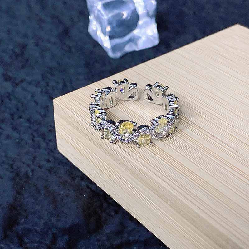 Luxury High-grade Temperament Colorful Crystals Open-end Zircon Rings