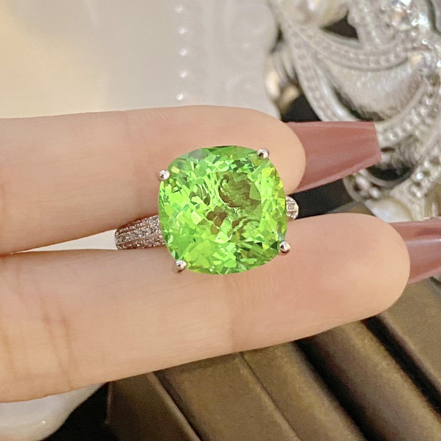 Oversized Color Amethyst Anna Princess Yellow Rings