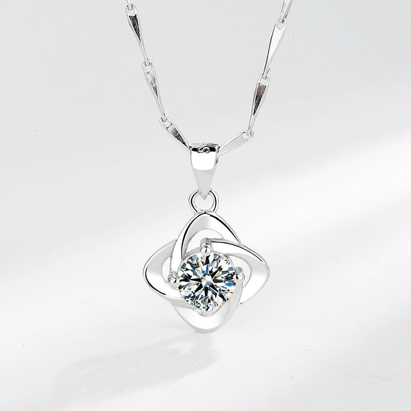 Women's Sier Four-leaf Clover Fashion Korean Style Pure Necklaces