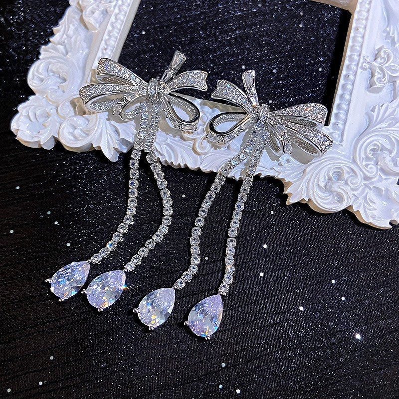 Fashion Zirconia Micro Inlaid Zircon Long Earrings