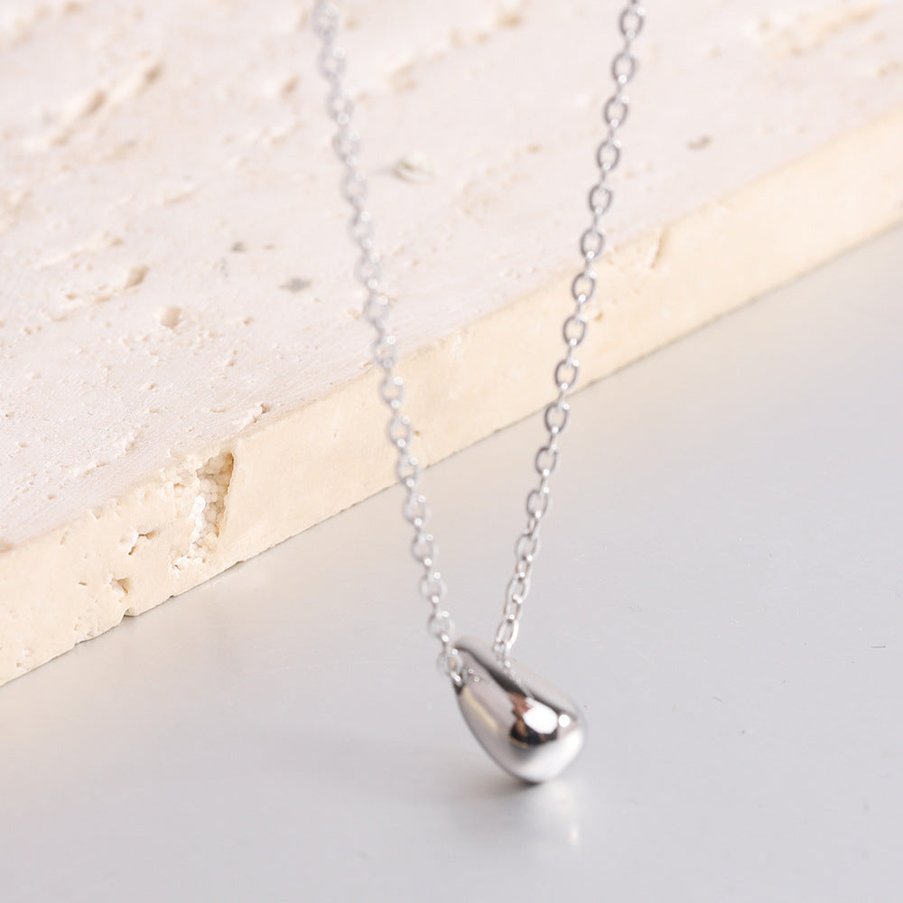 Women's Stainless Steel Teardrop Glossy Thick Dome Necklaces