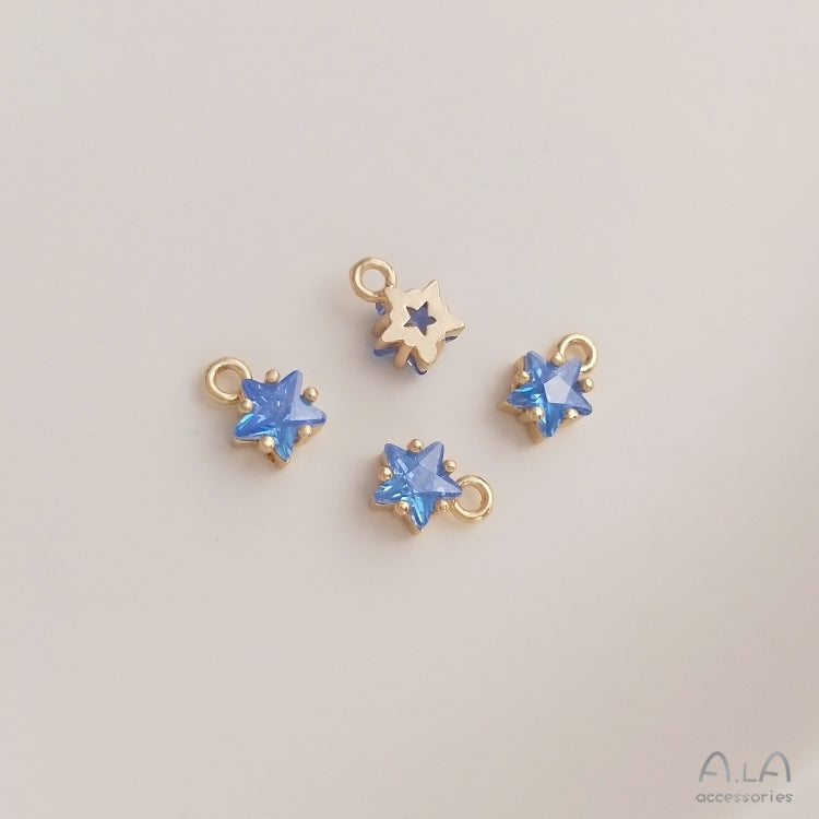 Color Pentagram Zircon Birthstone Lucky Stone Pendants