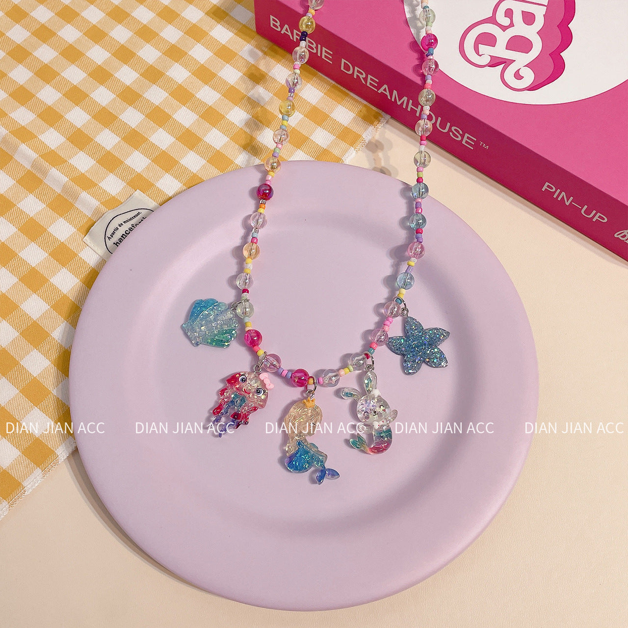 Korean Transparent Resin Color Beaded Little Princess Cute Cartoon Necklaces
