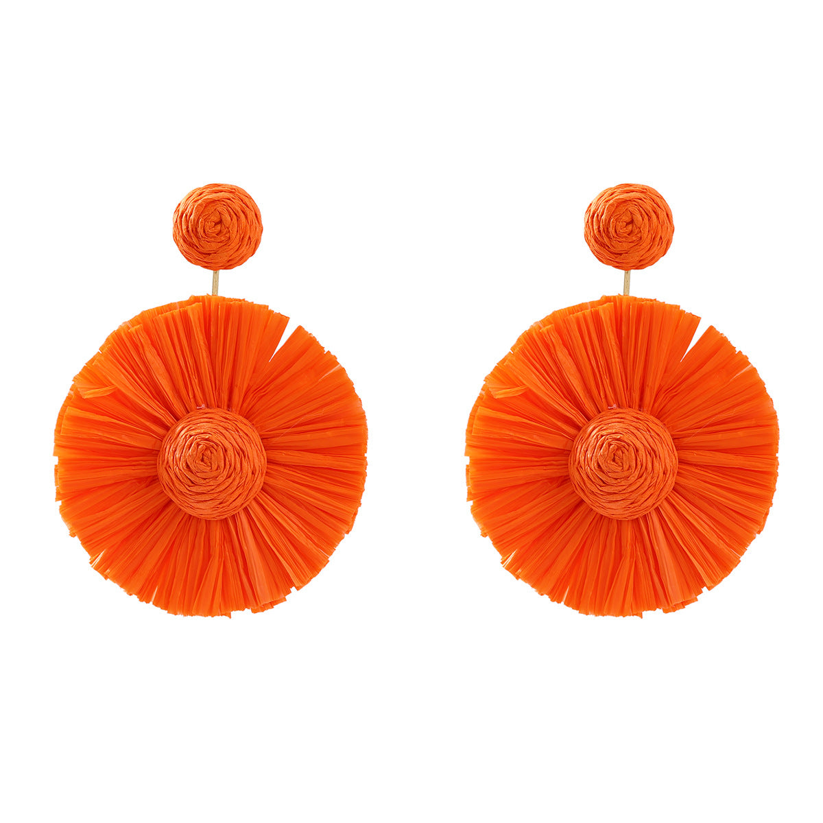 Women's Raffia Round Flower Woven Bohemian Eardrops Earrings