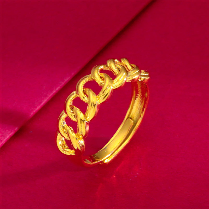 Women's Placer Gold Open Coin Female Flower Live Rings