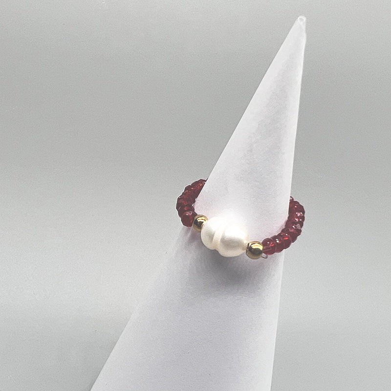 Graceful Personality Pearl Colorful Opal Beaded Rings