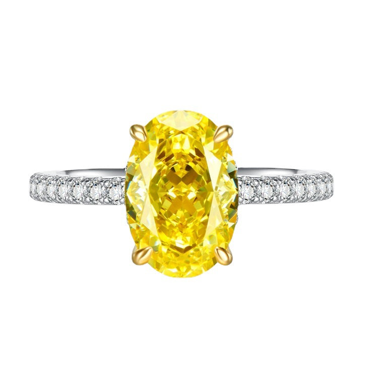 Women's Jewelry Sier High Carbon Diamond Oval Rings