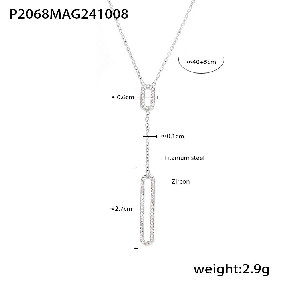 Inlaid Zirconium Clavicle Titanium Steel Material Necklaces