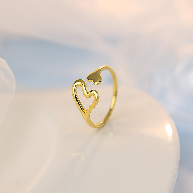 Women's Hollow Love Heart-shaped Simple Design Fashion Rings