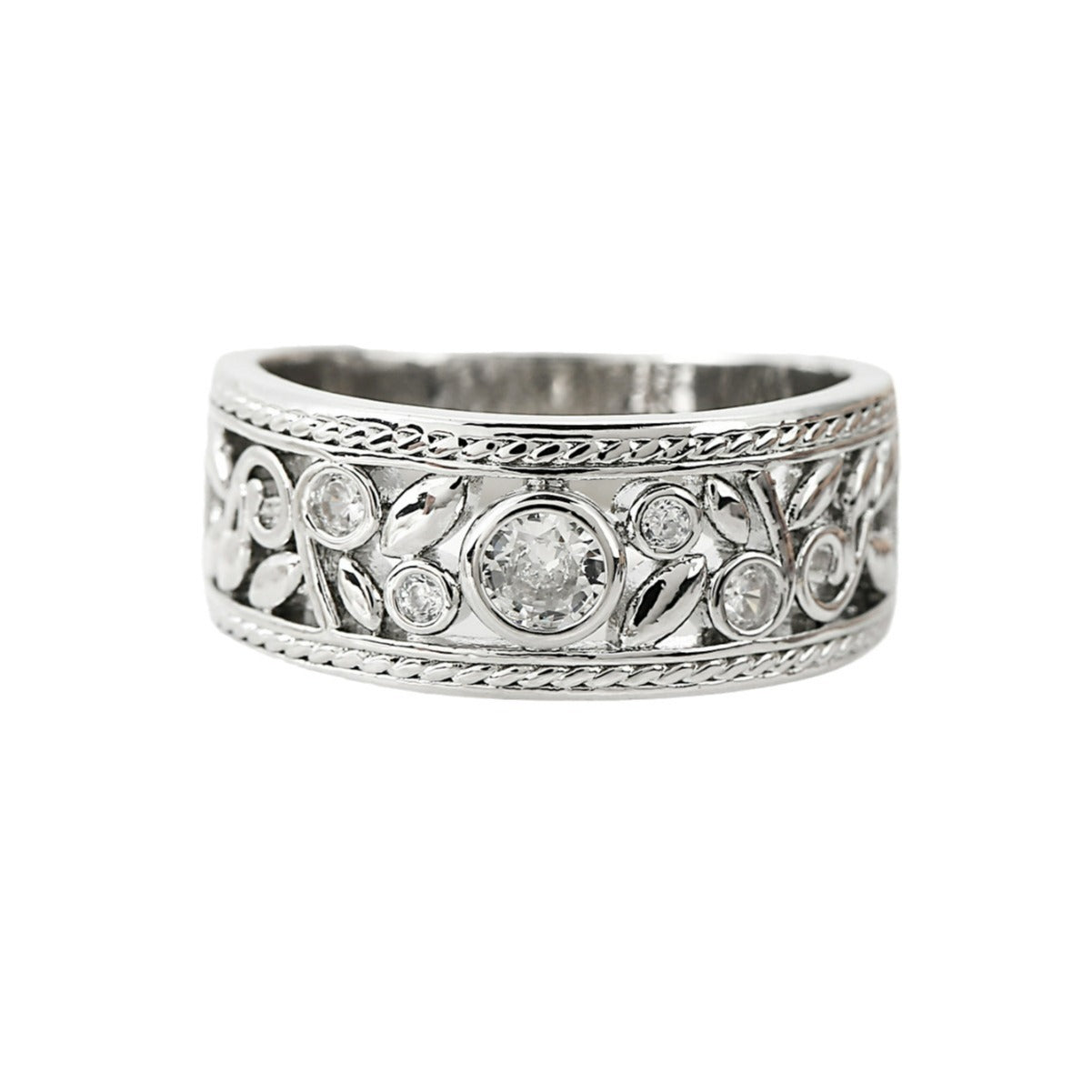 Jewelry Hollow Flower Zircon Retro Simple Rings