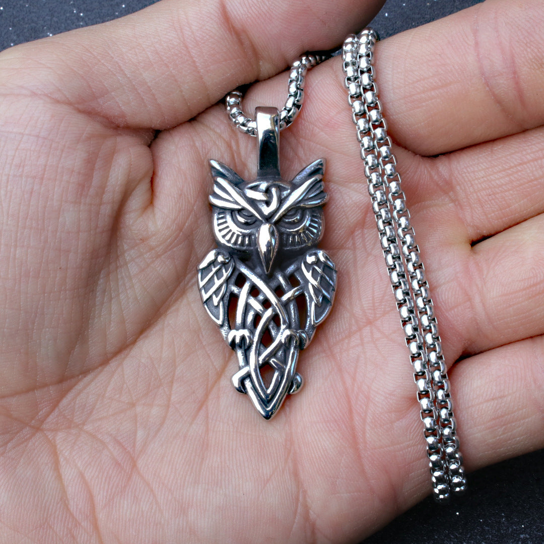 Women's & Men's Warrior Stainless Ornament Vintage Viking Owl Necklaces