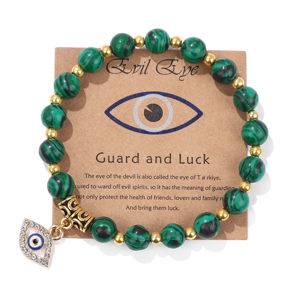Women's Diamond Eye Elbow Gold Spacer Beads Bracelets