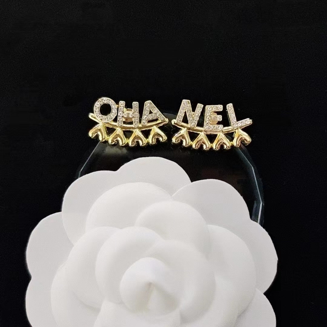 Women's & Men's Quality Collection Trending Rhinestone Letters Sier Earrings
