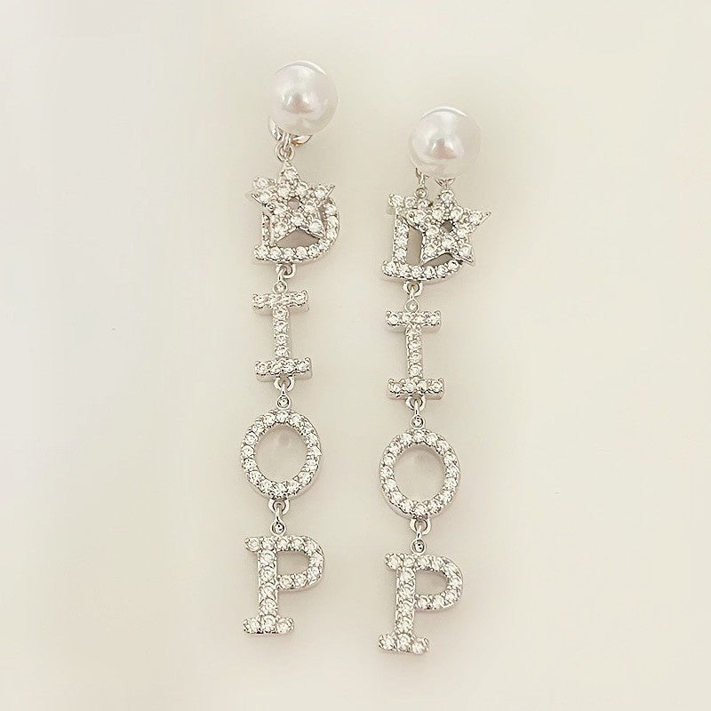 Fashion Zirconia Micro Inlaid Zircon Long Earrings