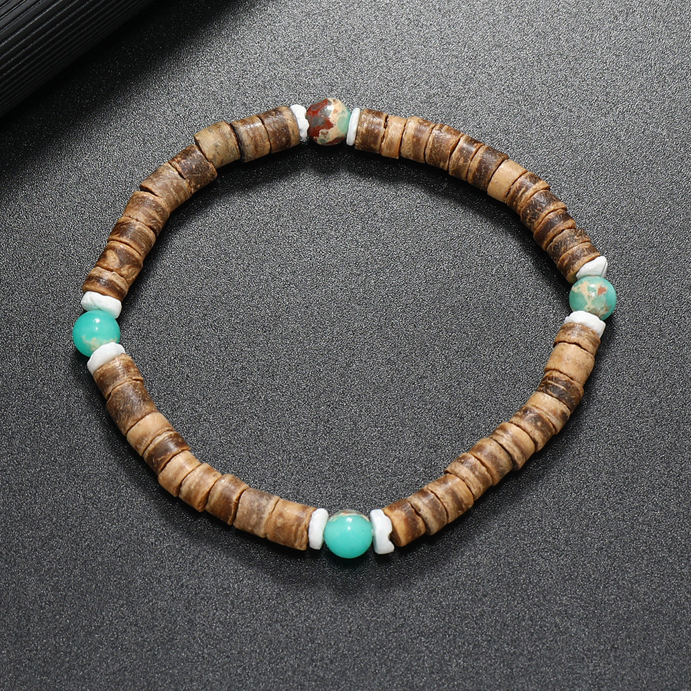 Ornament Simple Coconut Shell Natural Turquoise Bracelets
