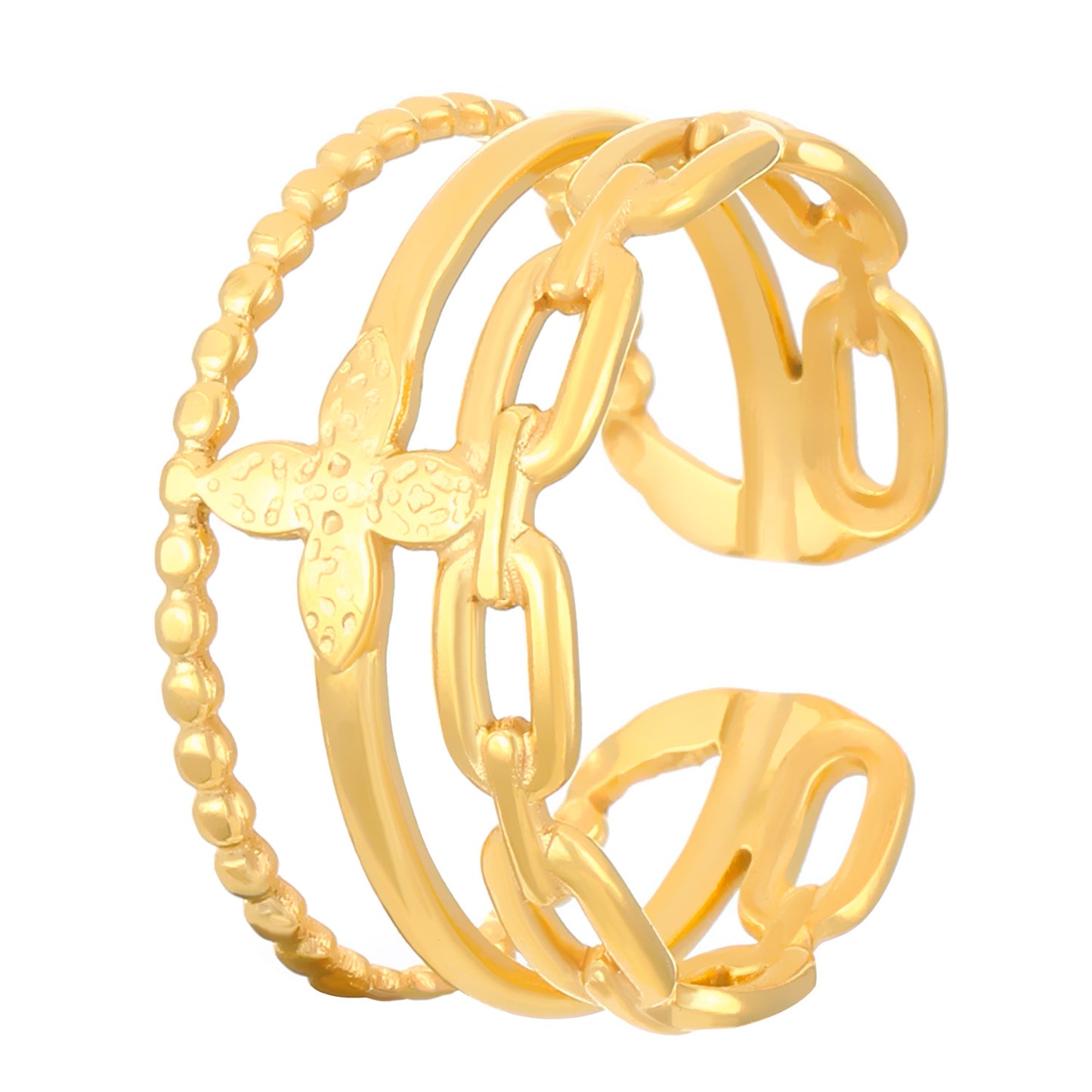 Advanced Exaggerated Stainless Steel Female Flower Rings
