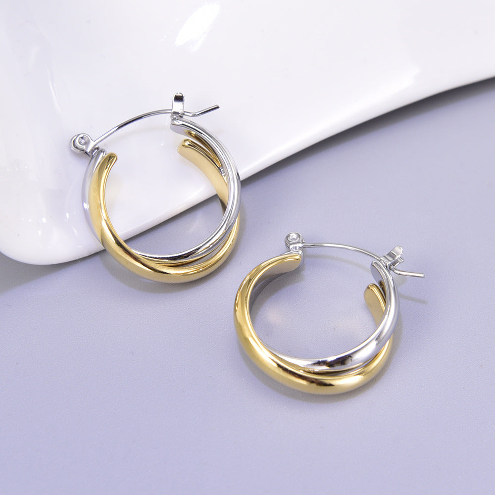 Gold-plated Texture Cross Twist Ear Clip Gold Earrings