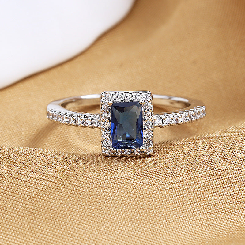Zircon Female Light Luxury Square Diamond Engagement Rings