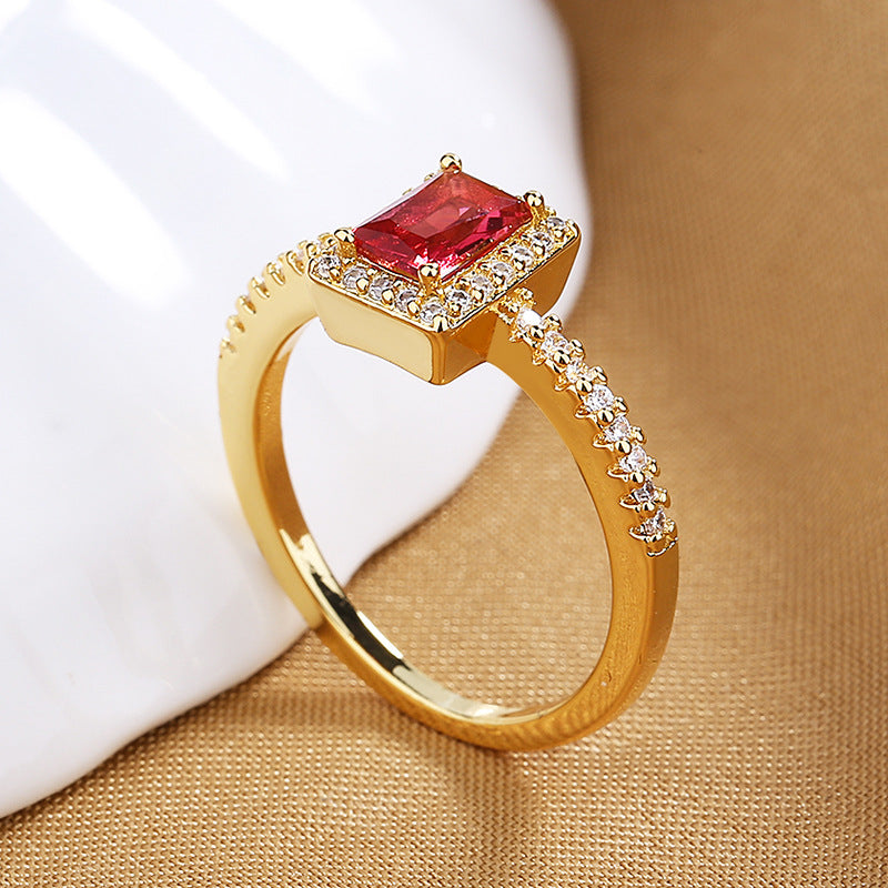 Zircon Female Light Luxury Square Diamond Engagement Rings