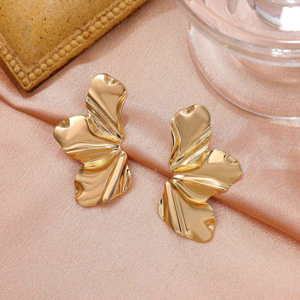 Women's Golden Flower Simple Elegant Matte Irregular Earrings